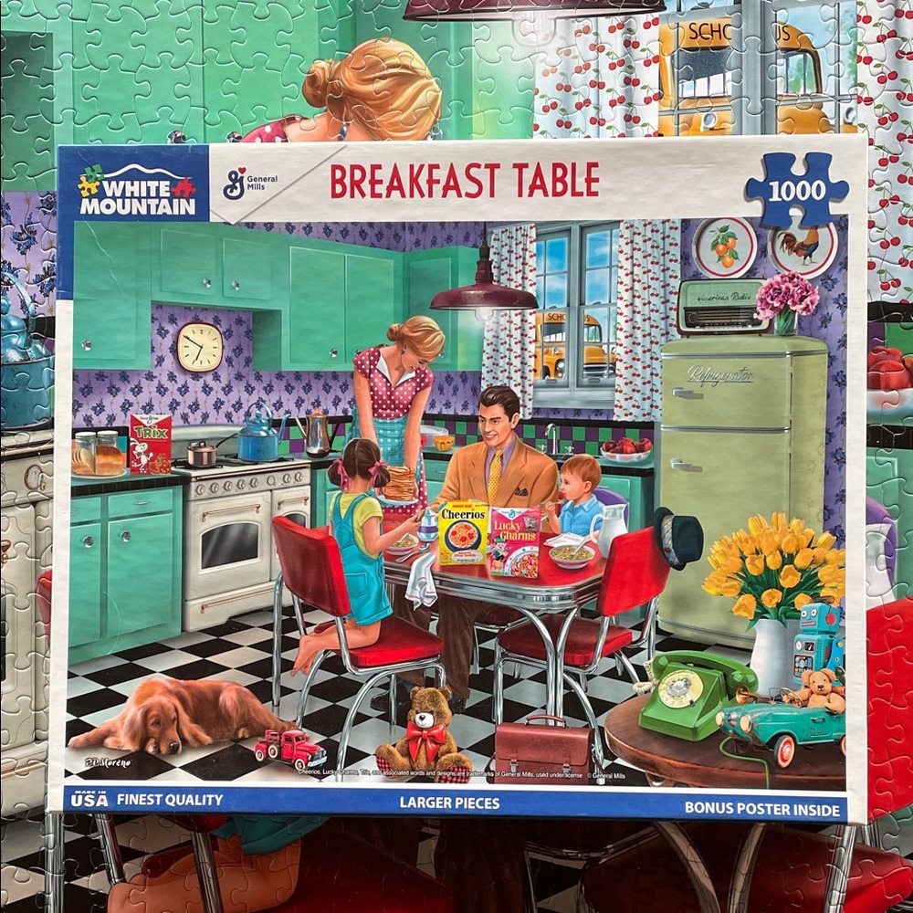 White Mountain Breakfast Table Retro Kitchen Family Puzzle Jigsaw 1000 Pieces
